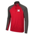thumbnail image 2 of Men's Colosseum Scarlet/Charcoal Nebraska Huskers Two Yutes Raglan Quarter-Zip Windshirt, 2 of 3