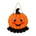 thumbnail image 2 of Halloween Light Up Pumpkin Hanging Door Decor, Halloween Jack-o'-lantern Wall Ornament, Halloween Decorations for Autumn Harvest and Halloween Party Home Decor,12x13Inch, 2 of 8