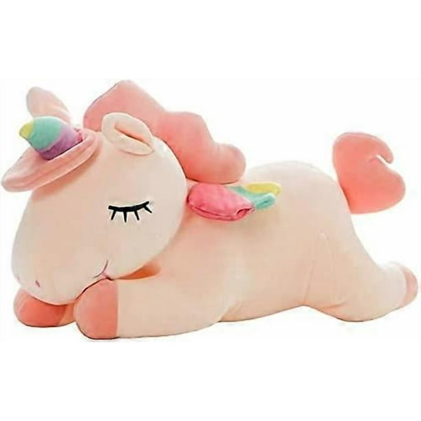 Unicorn Stuffed Animal Toys Cute Soft Unicorn Plush Hugging Pillow with Rainbow Wings Kawaii Toy for Kids GirlsPink, 30cm/11.8Inch)