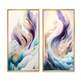 thumbnail image 2 of Designart "Waves of Blue, Gold, and Purple I" Abstract Spirals Framed Wall Art Set Of 2 - Blue Abstract Framed Canvas Set For Living Room Decor, 2 of 7