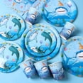 thumbnail image 3 of Shark Party Disposable Tableware Set Plates Cups Ocean Shark Birthday Party Decor Kids Boy Baby Shower Party Decor Supplies, 3 of 9