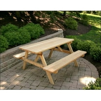 8' Red Cedar Picnic Table with Attached Benches