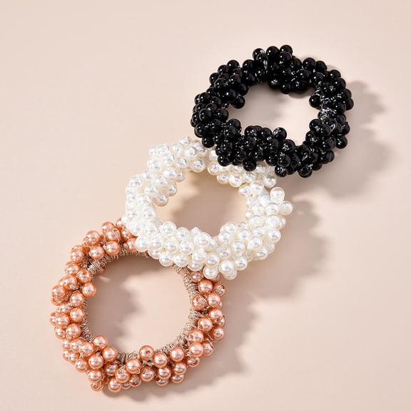 NICEXMAS Decorative Hair Ties for Girls, Imitation Elastic Hair Bands, 3 Pieces for Everyday Use and Special Occasions
