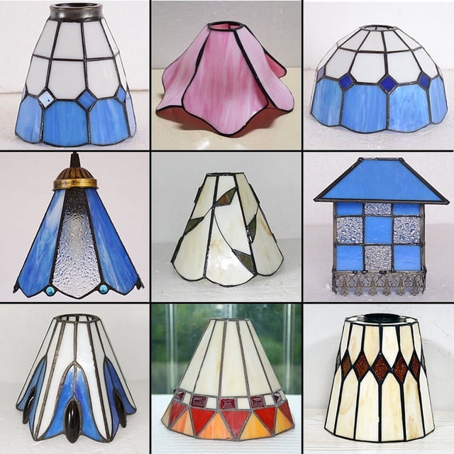 Pequeña pantalla de cristal de colores, lámpara de mesa, candelabro, accesorios de lámpara de techo, carcasa de pantalla de soldadura manual