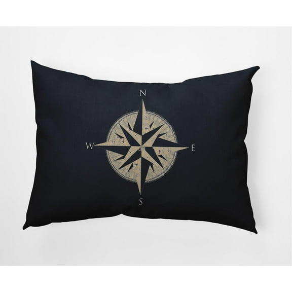 E by Design Compass Nautical Indoor/Outdoor Lumbar Throw Pillow