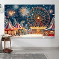 thumbnail image 5 of 7X5FT Winter Ferris Wheel Christmas Shop Photography Backdrop Xmas Tree Snowy Pine Forest Kids Fireworks Backdrop Snowflake Family Birthday Party Decoration Baby Shower Circus Tent Banner Wall Decor, 5 of 5