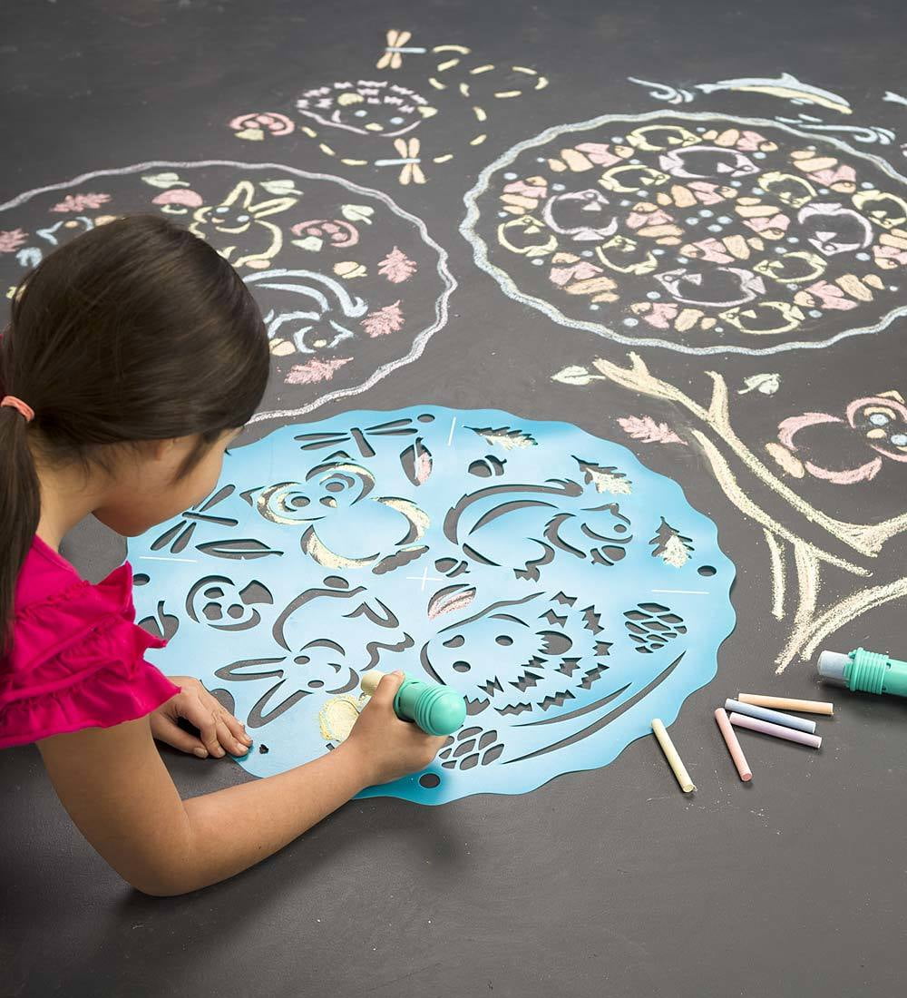 ChalkScapes Land and Sea Mandala Chalk Stencils Set for Kids Walmart