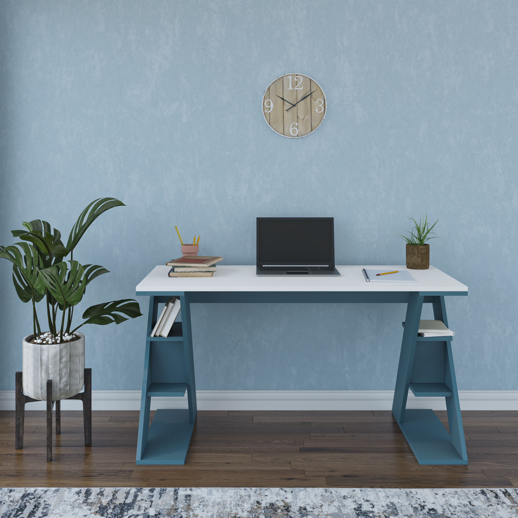 Ada Home Decor Furniture 3 Tier White Turquoise Dearborn Modern Desk