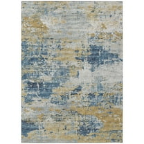 Addison Rugs Indoor/ Outdoor Accord Modern Brushstrokes Polyester Washable Rug New 9' x 12' - Navy Gold Grey