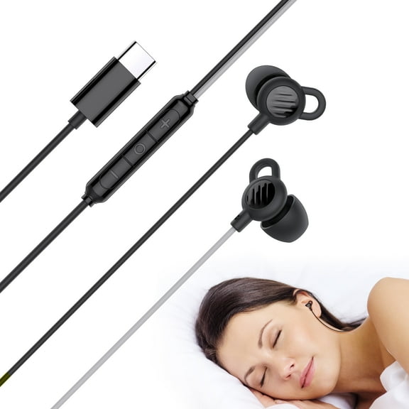 MEE audio SleepTones USB-C Wired Silicone Sleeping Earbuds with Built-In Mic & Volume Controls