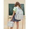 thumbnail image 6 of Girls Backpack Set with Lunch Box & Pencil Case, Floral Print Girls School Backpack for Elementary/Middle/High School (Gray), 6 of 10