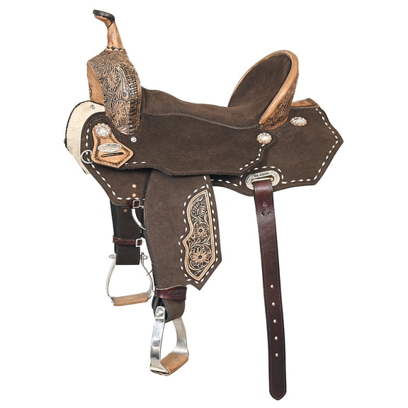 15 In Hilason Flex Tree Western Horse Floral Trail Barrel American Leather Saddle Brown