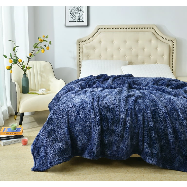 Navy faux fur throw sale