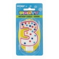 thumbnail image 2 of Unique Industries' Polka Dot Number "3" Birthday Candle, 2 of 2