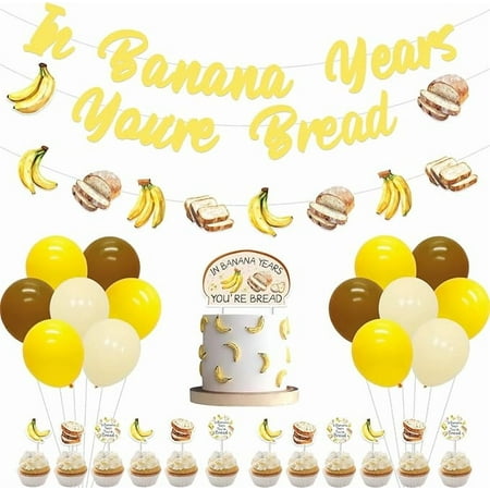 Banana Theme Party Decorations In Banana Years You’re Bread Banner Garlands Banana Cake Toppers Tropical Fruit Birthday Retirement Funny Fruit Theme Supplies for Wedding Bachelorette Bash