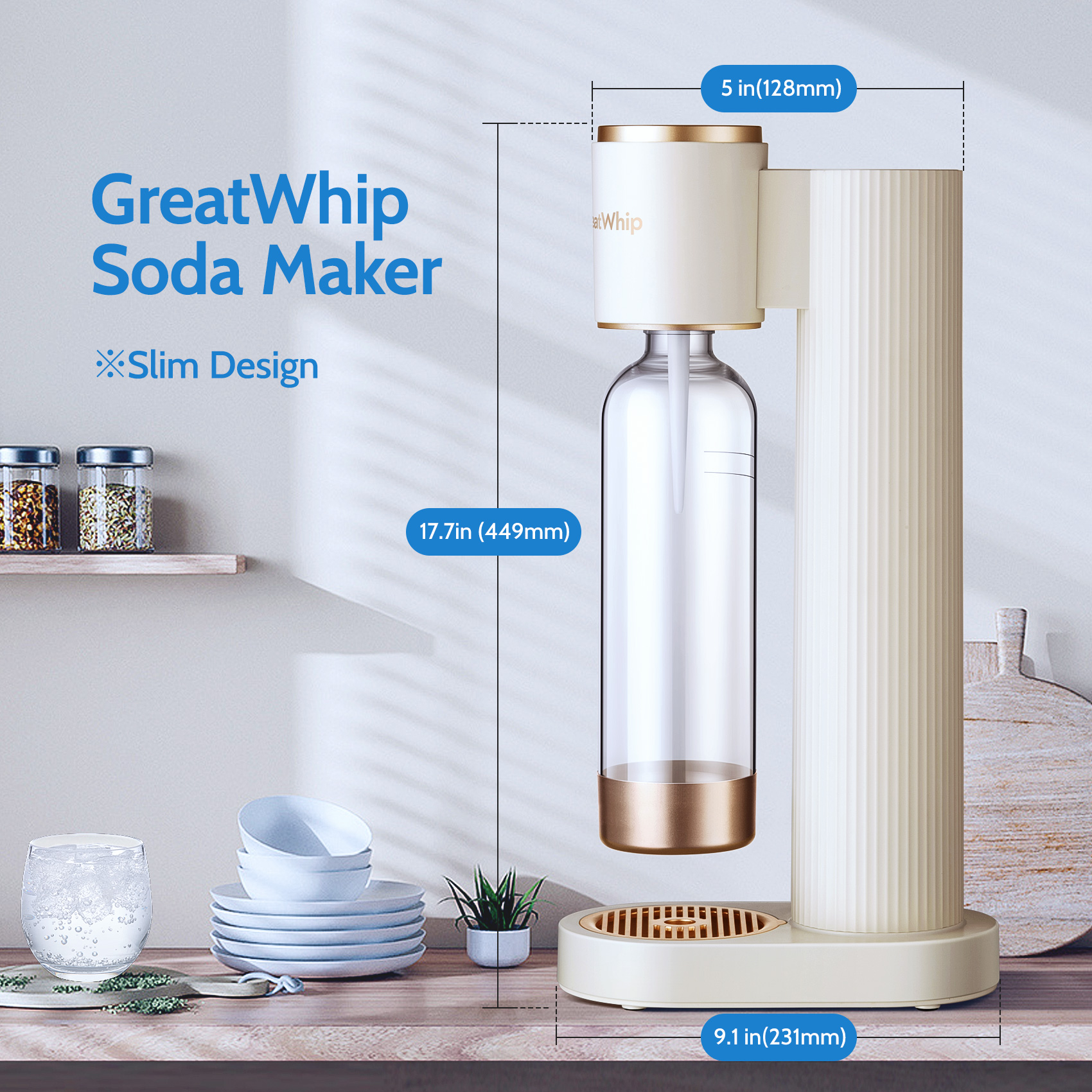 GreatWhip CO2 Soda Sparkling Water Maker Machine Set for CO2 60L Carbonator (White) - image 3 of 6