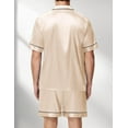 thumbnail image 5 of Men Satin Silk Pajamas Sets Short Sleeve Sleepwear Button-Down PJs Sets Two-Pieces Loungewear, 5 of 5