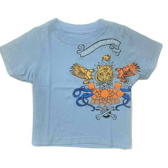 CALVIN KLEIN BOYS SHIRT - LOGO FRONT SZ 12 MONTHS - BLUE - BABY TOP TEE SHIRT