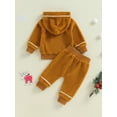 thumbnail image 3 of Suealasg Toddler Kids Baby Girl Boy Christmas Outfit Gingerbread Man Long Sleeve Hooded Sweatshirt Long Pant 1T 2T 3T 4T 5T Little Boy Girls Christmas Clothes, 3 of 8