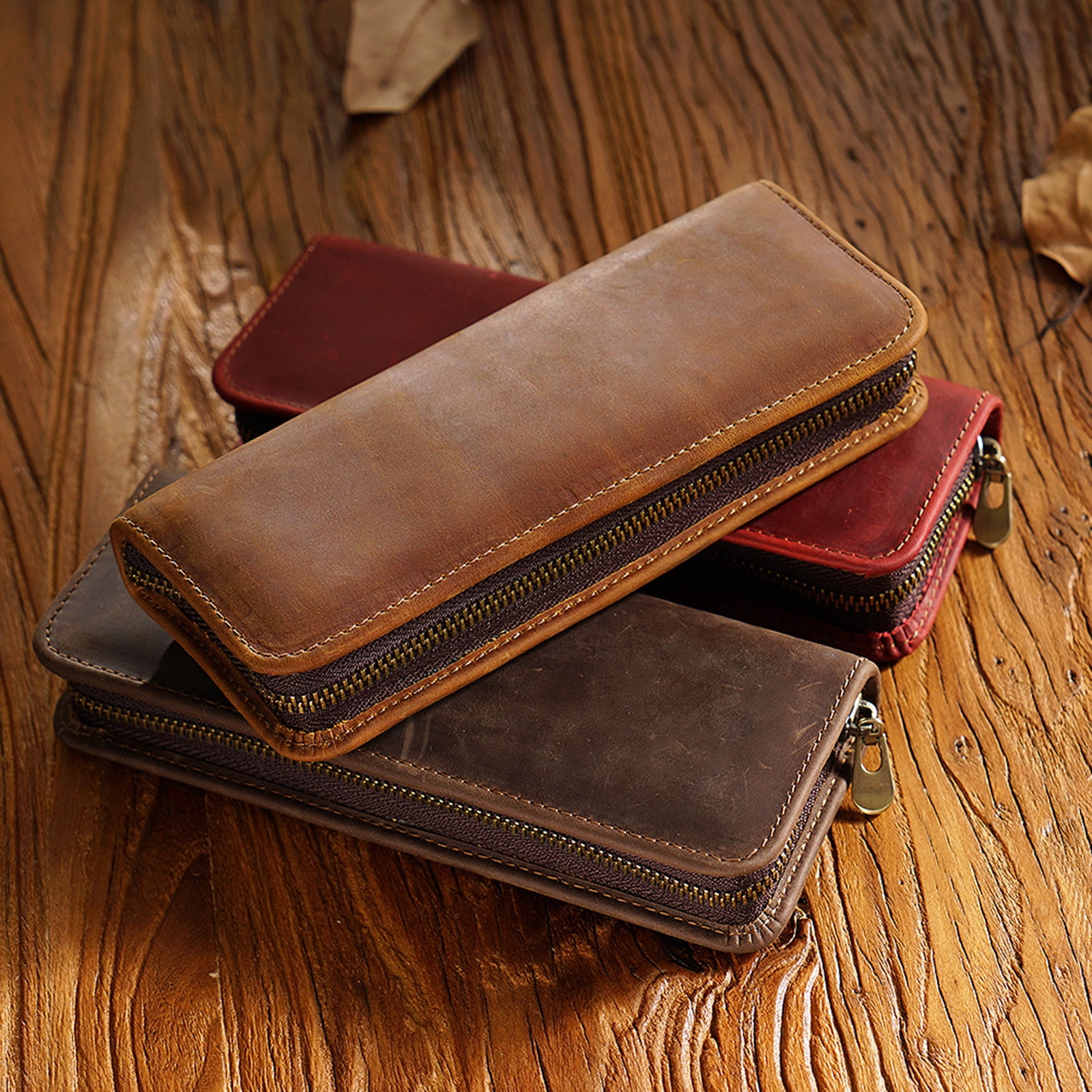 Leather Pen Pouches Leather Fountain Pen Case Elastic Pen Holder Slots 5-11 Pen Pencil for Women Men Professional
