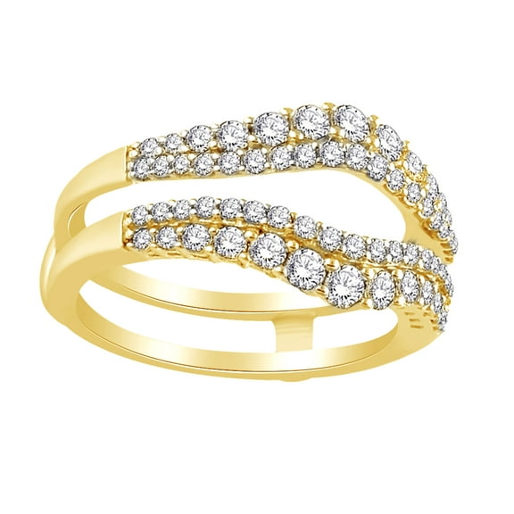 Round Cut White Natural Diamond Ring Guard Enhancer In 14K Solid Yellow Gold (1 Ct)