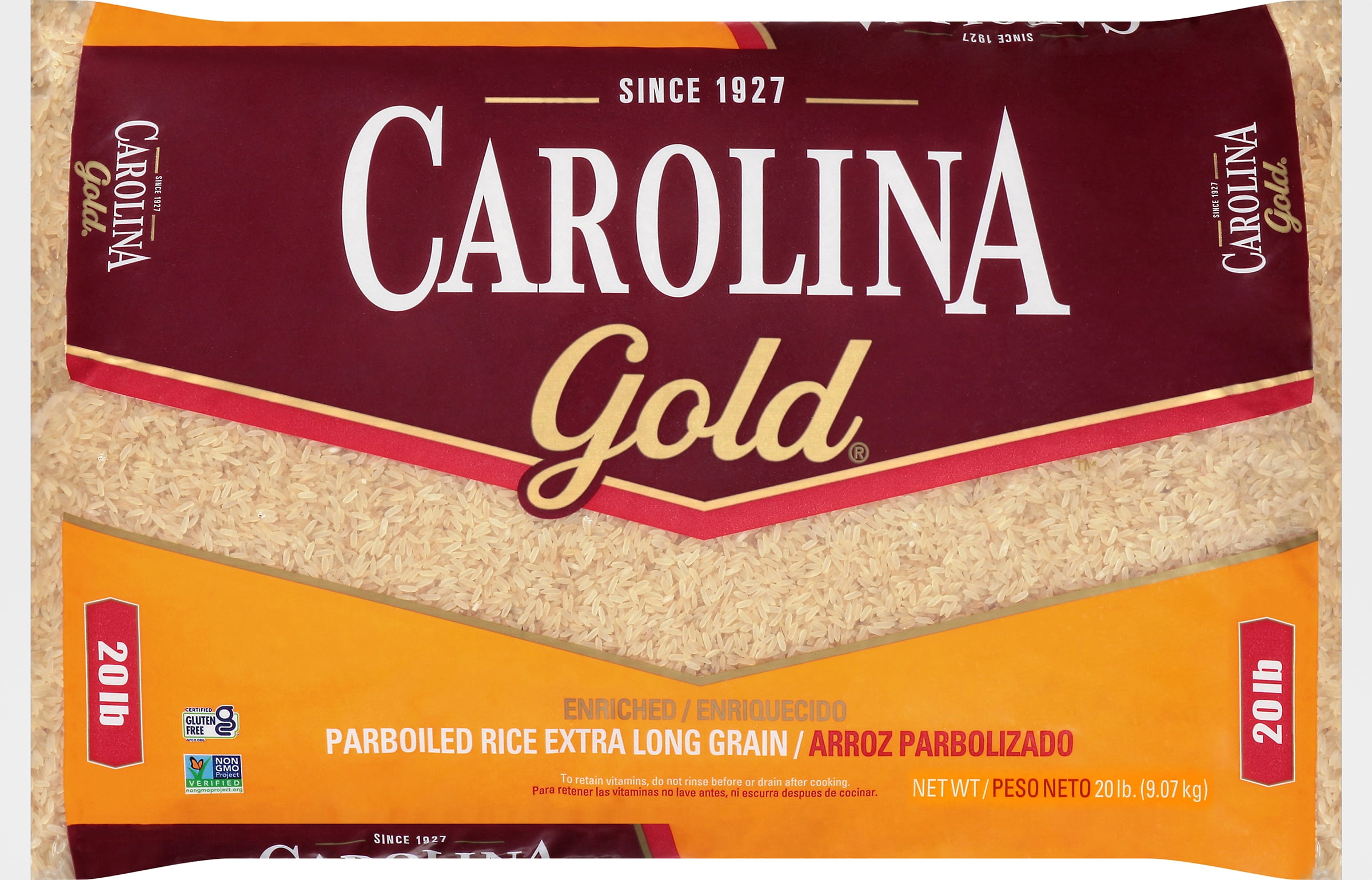 Carolina Gold Enriched Extra Long Grain Parboiled Rice, 20 lb Bag