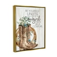 thumbnail image 3 of Be Yourself Or A Cowgirl Floral Boots Botanical & Floral Graphic Art Metallic Gold Framed Art Print Wall Art, 3 of 6