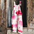 thumbnail image 2 of lcziwo Womens Cotton Linen Jumpsuits Valentines Day Heart Print Overalls Sleeveless Adjustable Strap Wide Leg Rompers Summer Casual One Piece Pants Multicolor XL, 2 of 5