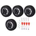 thumbnail image 1 of Juego de 4 neumáticos de goma delanteros traseros de 75 mm y llantas de 12 radios para coche todoterreno Wltoys 144001 1/14 RC, 1 of 8