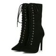 thumbnail image 5 of Women Pointed Toe Lace Up Mid Calf Heel Boot 19556, 5 of 6