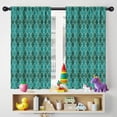 thumbnail image 5 of Blackout Kids Curtains,Teal Gold Checkerboard Checkered Pattern Childrens Insulated Curtains Set Of 2,Bedroom Essentials,Toddler Room Decor 42"x54", 5 of 5
