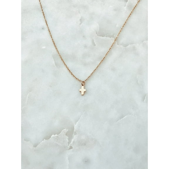 Minimalist Tiny Cross Pendant Necklace for Women – Gold-Filled, Rose Gold or Sterling Silver – 14"–20"