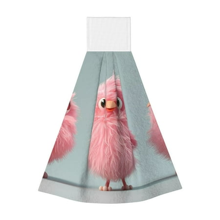 

Jgfou Adorable Pink Fluffy Birds Print Coral Fleece Microfiber Hanging Hand Towel Soft Premium Dishcloths Multi-Purpose Dust and Stain Removal Cleaning Supplies