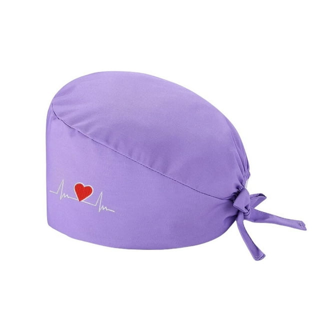Women‘s Sweat Absorbent And Fluffy Funny Printed Work Hat With Buttons And Back Tie Adjustable Work Hat And Headscarf