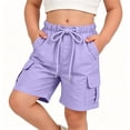 thumbnail image 6 of Aezemi Girls School Cargo Shorts, Bermuda Elastic Waist Straight Leg Hiking Outer Shorts, Lightweight Workout Summer Bottoms for Kids 5-6 Years, 6 of 8