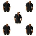 thumbnail image 2 of pitrice Men Shirt Casual Short Sleeve Breathable Replacement Button Down Solid Color Fashionable Home Dating Shirts Top Black L 5Set, 2 of 6