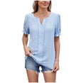 thumbnail image 2 of aidice Hauts pour Femmes Col en V Manches Courtes à Volants Hauts d'Été T-Shirts Mode Décontractée Blouses Basiques Douces Confortables T-Shirts de Printemps, 2 of 7