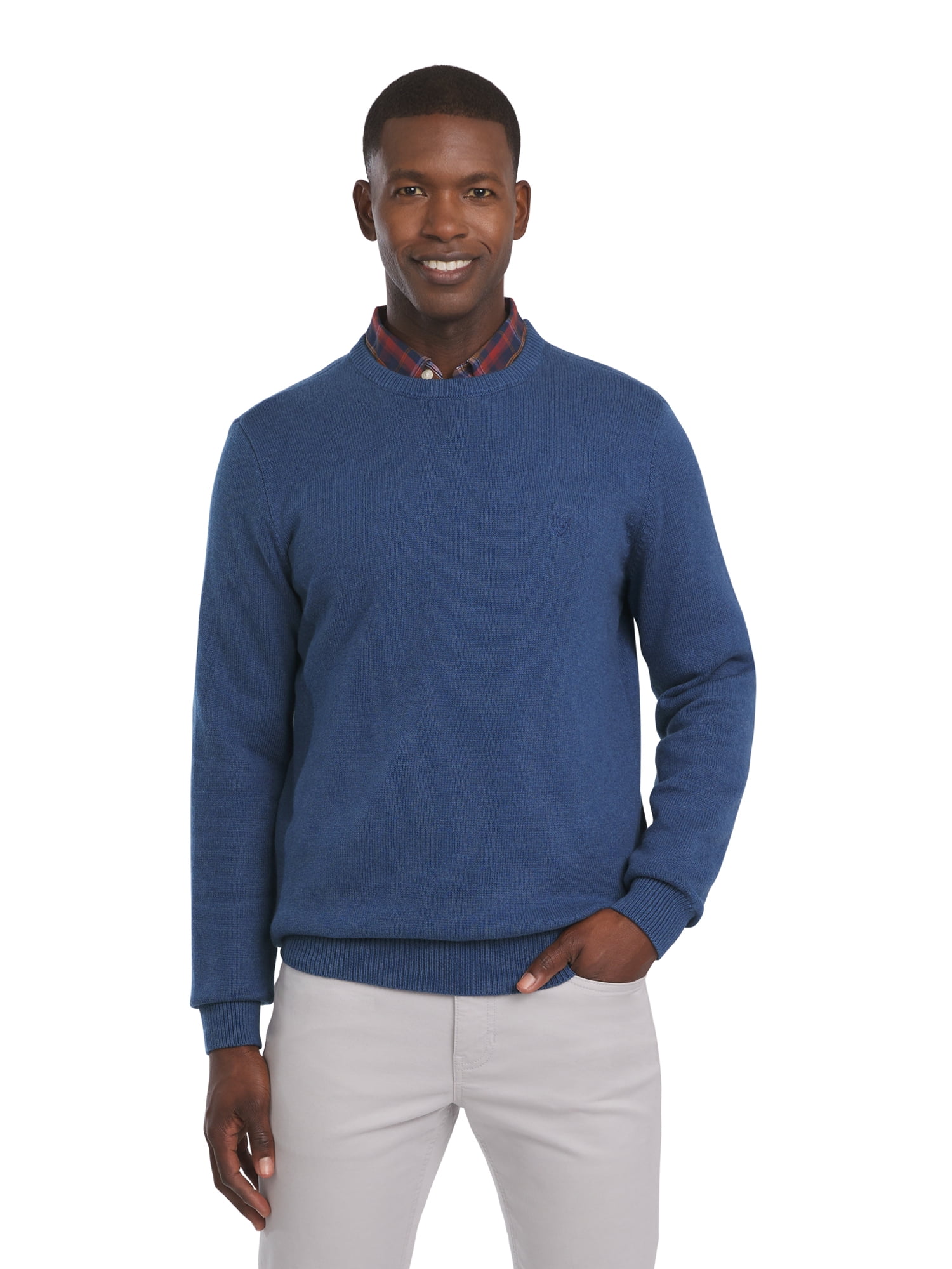 Chaps Men's & Big Men's Solid Cotton Crewneck Sweater, Sizes S-2XL
