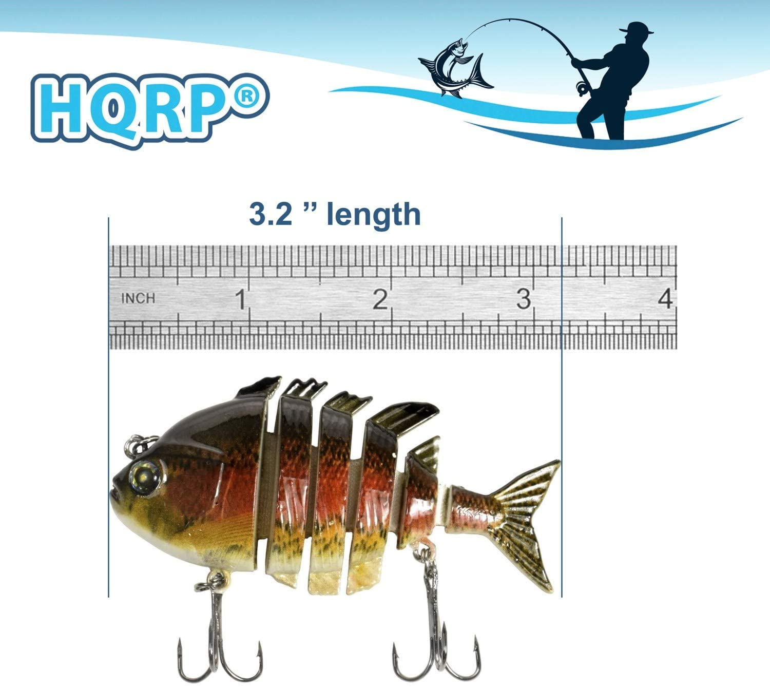 HQRP Bluegill Fishing Lure Fish Crank Bait Topwater Multi-Section