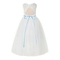thumbnail image 2 of Ekidsbridal Ivory Floral Lace Neck A-Line Keyhole Back Flower Girl Dress Dance Recital 178R7 4, 2 of 3