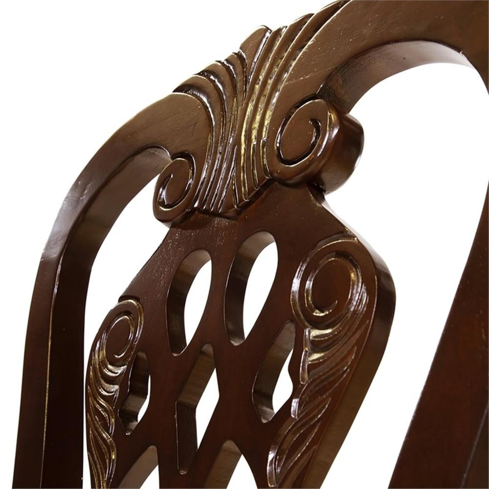 Wilson Traditional Wood Padded Dining Chair in Brown Cherry Set of 4