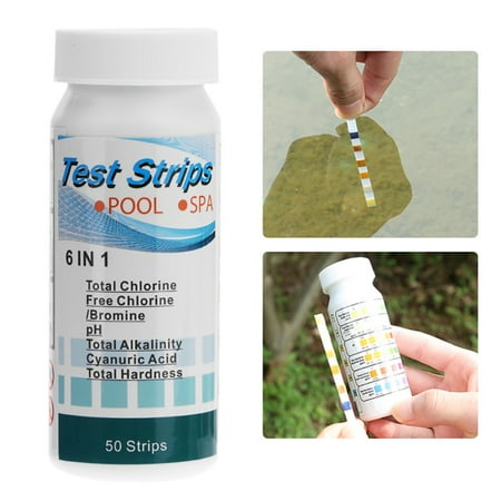 Spa Test Strips for Hot Tubs, 6-Way Pool & Spa Water Chemistry Test Strips. PH, Total Chlorine, Free Chlorine/Bromine, Total Alkalinity, Cyanuric Acid, Total Hardness Test (Best Way To Remove Chlorine From Water)