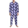 thumbnail image 3 of Naloa blue starry sky Skull flower Men’s Pajamas Set - Long Sleeve Button Down Sleep Shirt and Pajama Bottoms Sleepwear Set-XX-Large, 3 of 7
