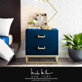 thumbnail image 1 of Nicole Miller Side Table Nightstand Raees 2 Drawers Gold Metal Handle/ Base, Dark Navy/Gold, 1 of 10