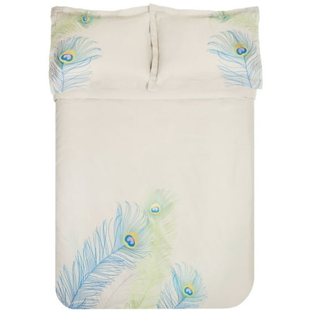 Decorative Embroidered Peacock Feather Duvet Set