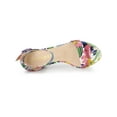 thumbnail image 4 of BLISSFUL STEP Edition Women's Shoes Flower Print Open Toe Block High Heels Summer Sandals Blue White 12, 4 of 7
