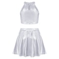 thumbnail image 4 of Miutii Girls 2 Piece Dance Outfits Shiny Skirt And Top Set Cheer Outfit for Stage Performance Hip-hop White 2-6, 4 of 5