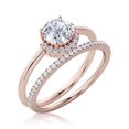 thumbnail image 3 of Fairy Minimalist 1.75 Carat Round Cut Diamond Moissanite Engagement Ring Wedding Ring, One Matching Band in 10k Solid Rose Gold Shank, Gift For Her, Promise Ring, Anniversary Ring, Bridal Set, 3 of 3