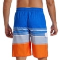 thumbnail image 5 of Tisuna Men'S Swim Trunks Color Block Striped Print Drawstring Elastic Waist Straight Leg Swim Shorts Casual Classic Fit Gentleman Holiday Swim Wear Orange Size 40, 5 of 6