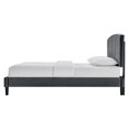 thumbnail image 5 of Platform Bed Frame, Full Size, Charcoal Grey Gray, Velvet, Modern Contemporary, Bedroom Master Guest Suite Room, 5 of 9